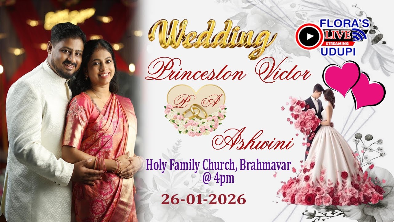 Wedding Ceremony of Princeston Victor & Ashwini. Holy Matrimony @ Holy Family Church, Brahmavar