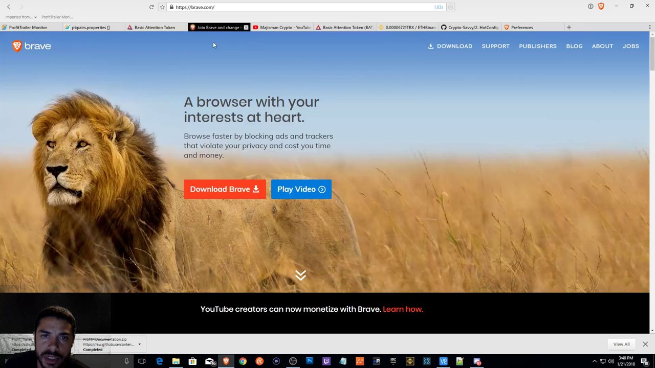 Brave Browser + BAT token - Earn BAT coins watching Youtube!