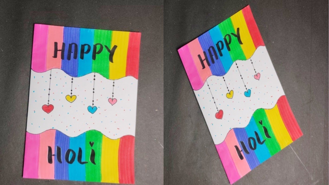 Last minute Happy Holi Easy Card | Handmade Holi Greeting card | DIY Holi card | Happy Holi card