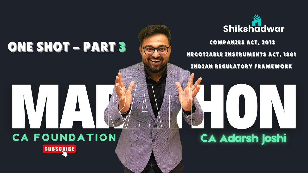 ONE SHOT - PART 3 | Companies + Negotiable Inst + IRF | CA FOUNDATION LAW | CA ADARSH JOSHI