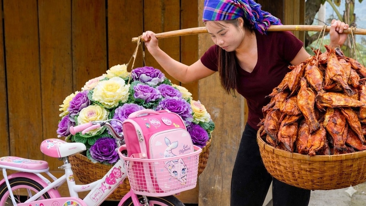 Saat Nhi Mengantar Adiknya ke Sekolah, Ibu Tunggal Ini Mengangkat 200kg Kubis Sendirian di Ladang