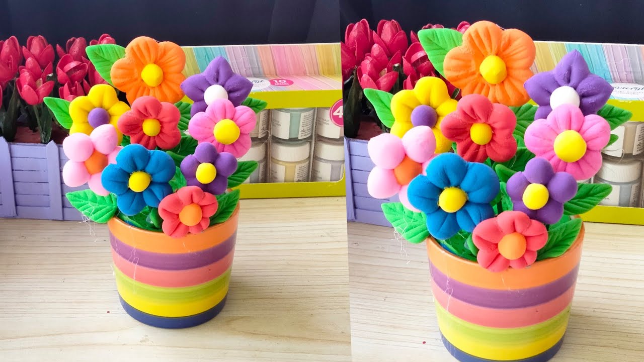 Diy clay flower||super light clay art #viral #trending #art #diy #craft 