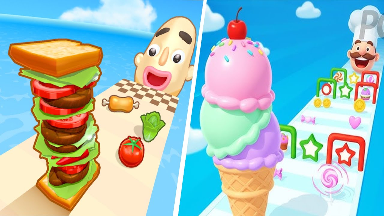 Sandwich Runner 🆚 Stacky Ice Cream Runner- 🌻🧿🌺New Levels Walkthrough Gameplay 400058