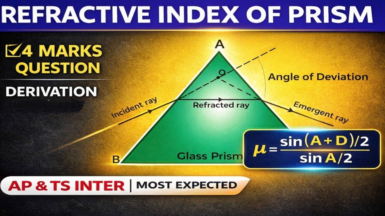 Refractive Index of Prism Explained | Derivation + Formula | Inter Physics