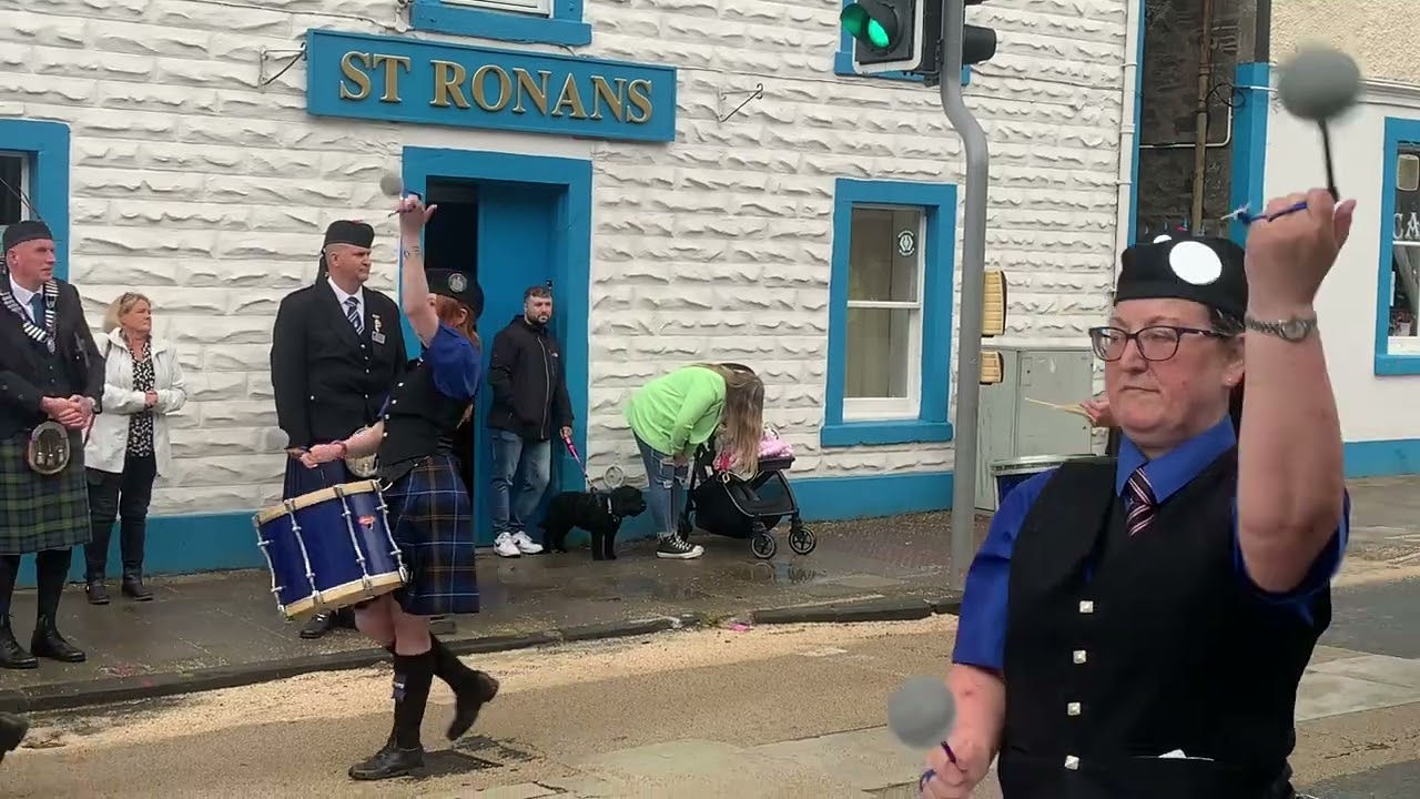 The massed bands at Innerleithen&rsquo;s Pipe Band Championship - June 2025