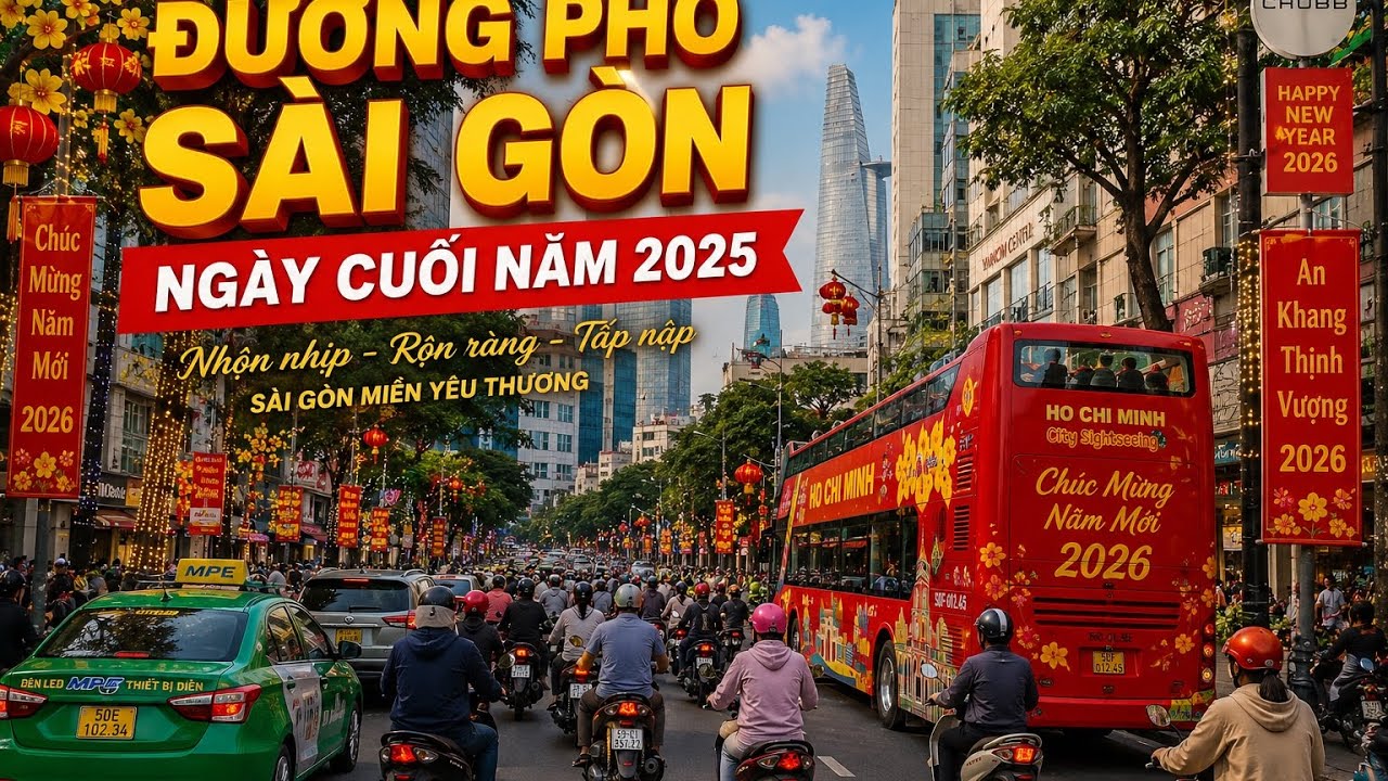 Đường phố trung tâm Sài Gòn ngày 25 Tết -Bính Ngọ 2026