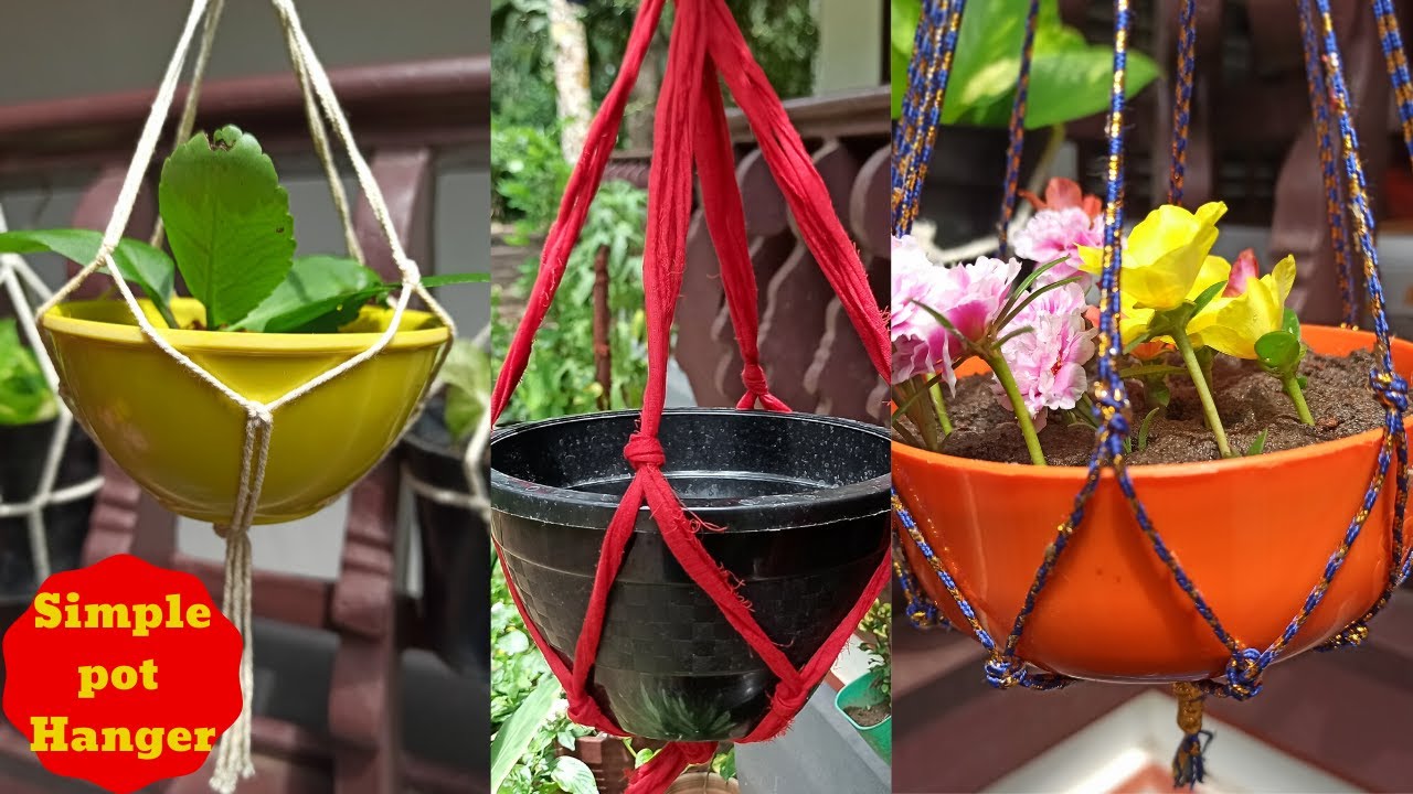 Making Hanging Pot with a Rope | Hang Pot With Rope | Simple Pot Hanger | Cloth Pot Hanger | Macrame