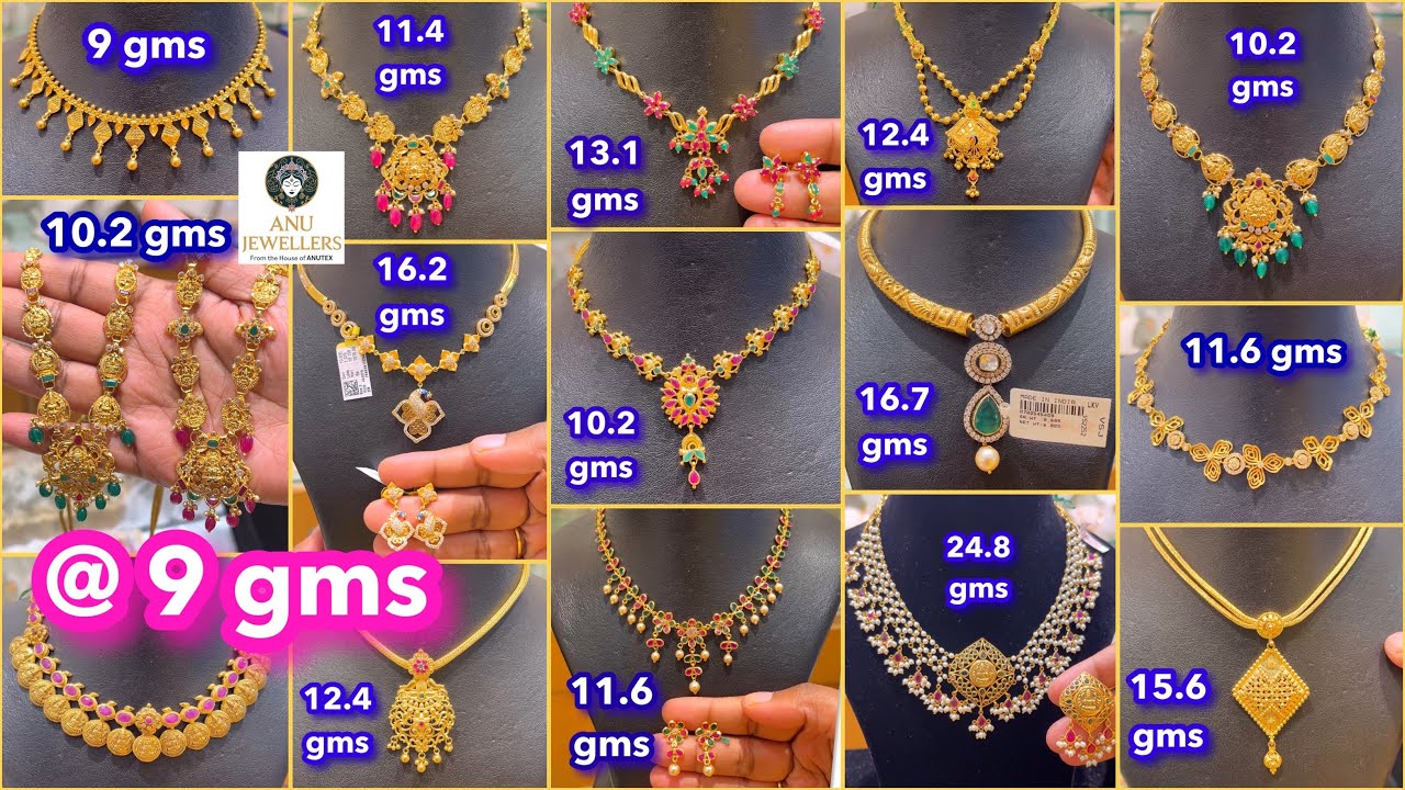 From 9 gms Lightweight Gold Necklaces with Prices #goldnecklace #goldnecklacedesignswithprice