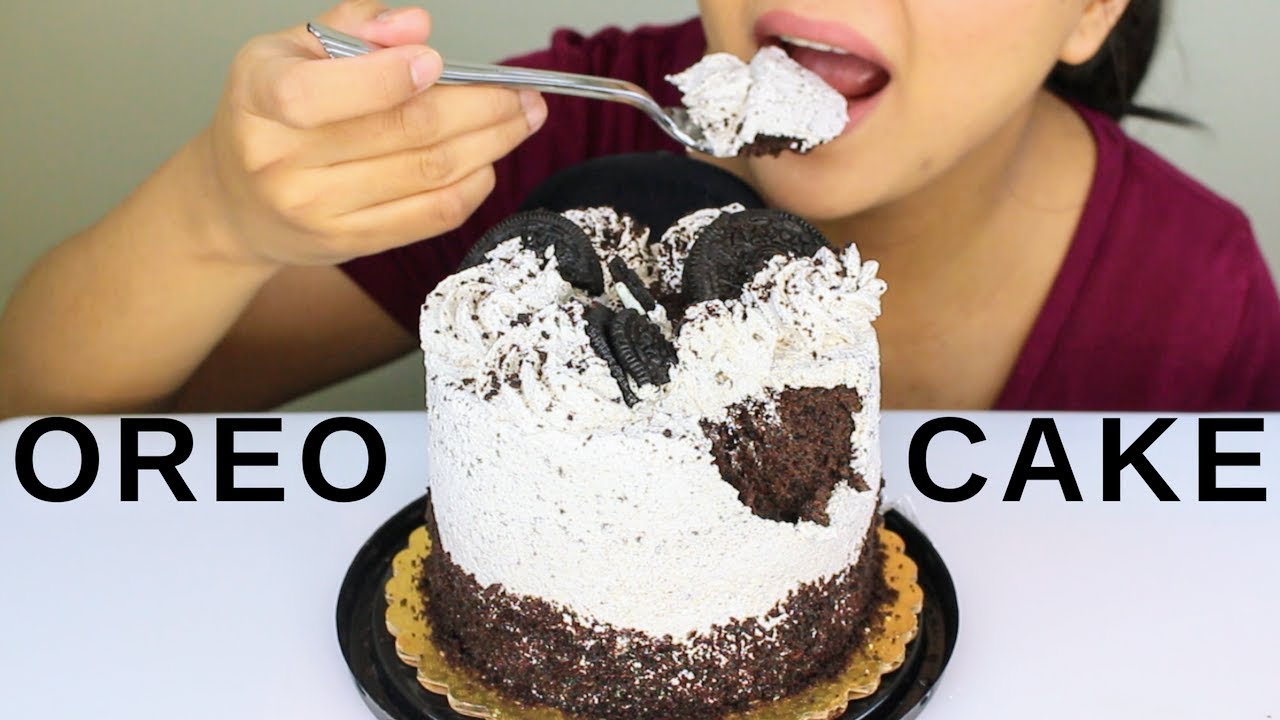 OREO COOKIES and CREAM CAKE Asmr Sticky Eating Sounds (NO TALKING)