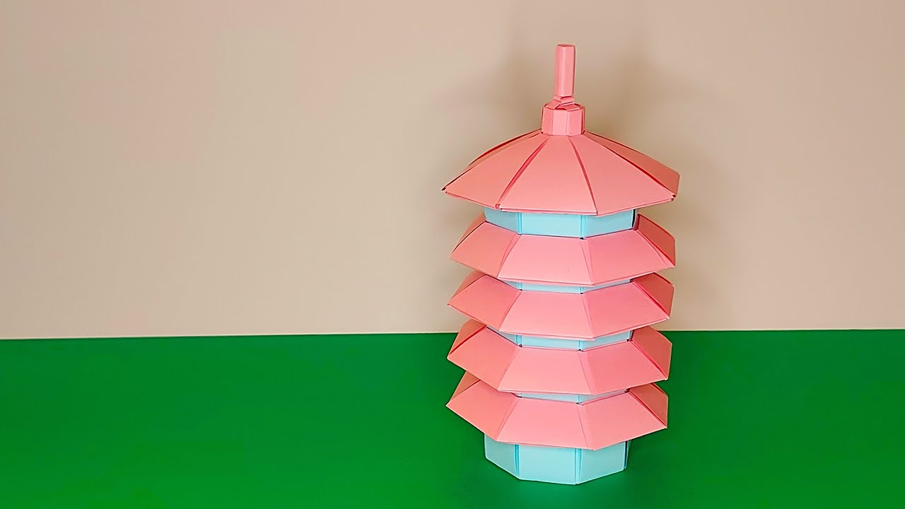 How to Make Origami Octagonal Tower by Using Octagonal Bricks #origamitutorials #easyorigami