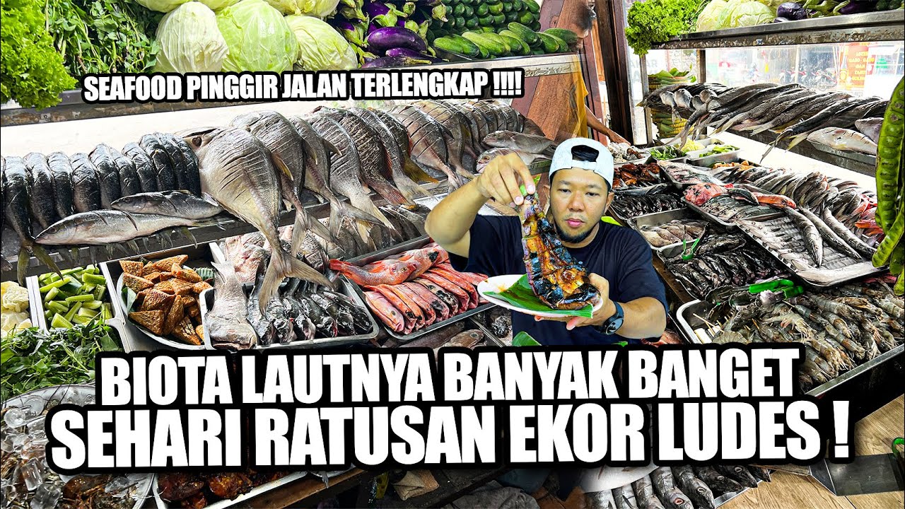 SEAFOOD PINGGIR JALAN TERLENGKAP, BIOTA LAUTNYA BANYAK BANGET !!