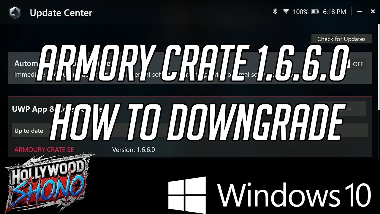 Xbox Ally X — как понизить версию Armory Crate до 1.6.6.0 для совместимости с Windows 10