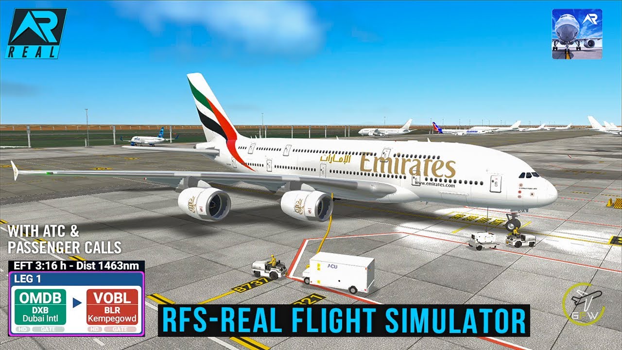 RFS - Real Flight Simulator - Dubai to Bengaluru||Full Flight|A380||Emirates||FullHD|RealRoute