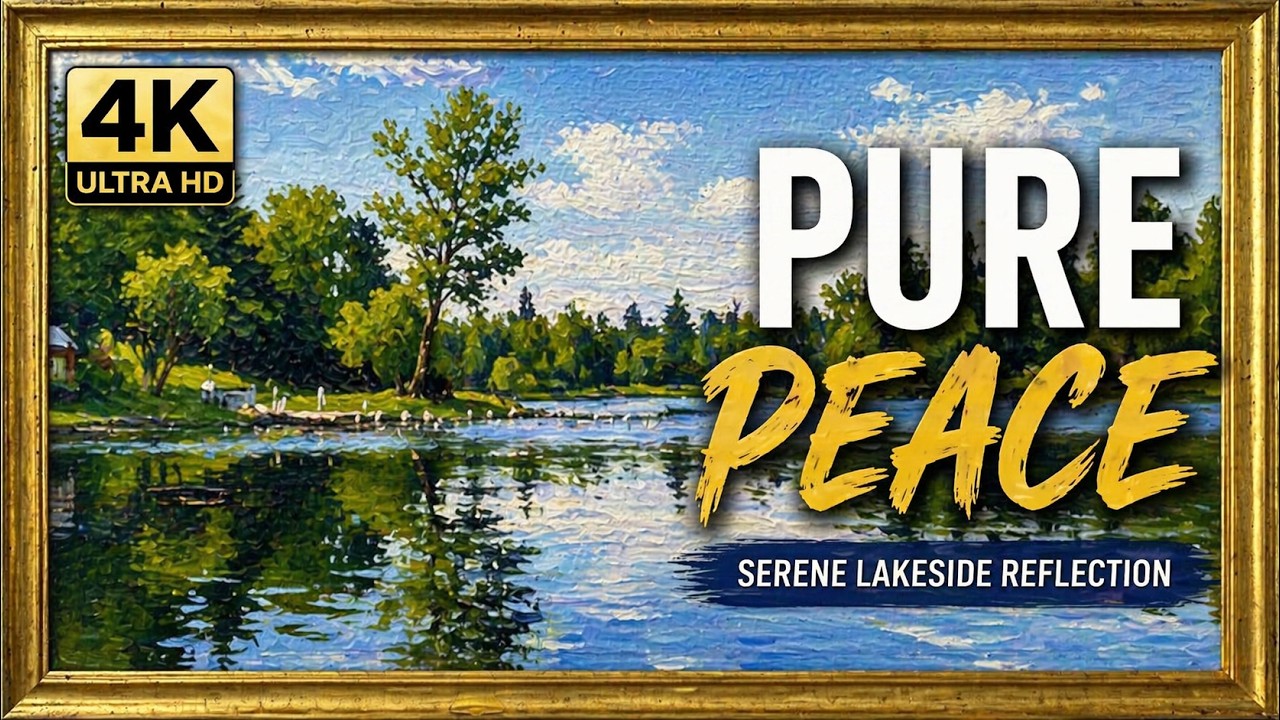 Serene Lakeside Reflection: Impressionist Oil Painting | Wallpaper TV Art | TV Screensaver