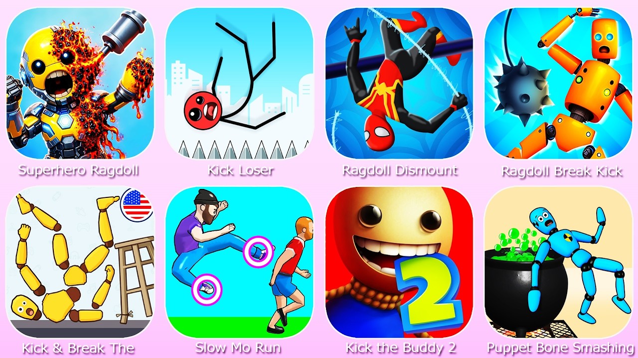 Roblox,Sprunki Survival,Ragdoll Falls,Ragdoll Break,Kick the Buddy,Annoying Uncle Punch,Kick Loser