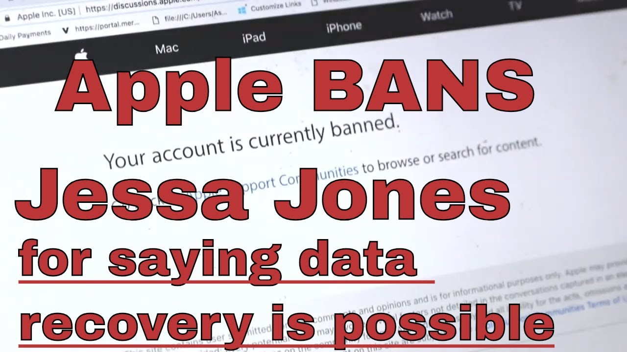 Jessa Jones corrects Apple on data recovery and gets banned!