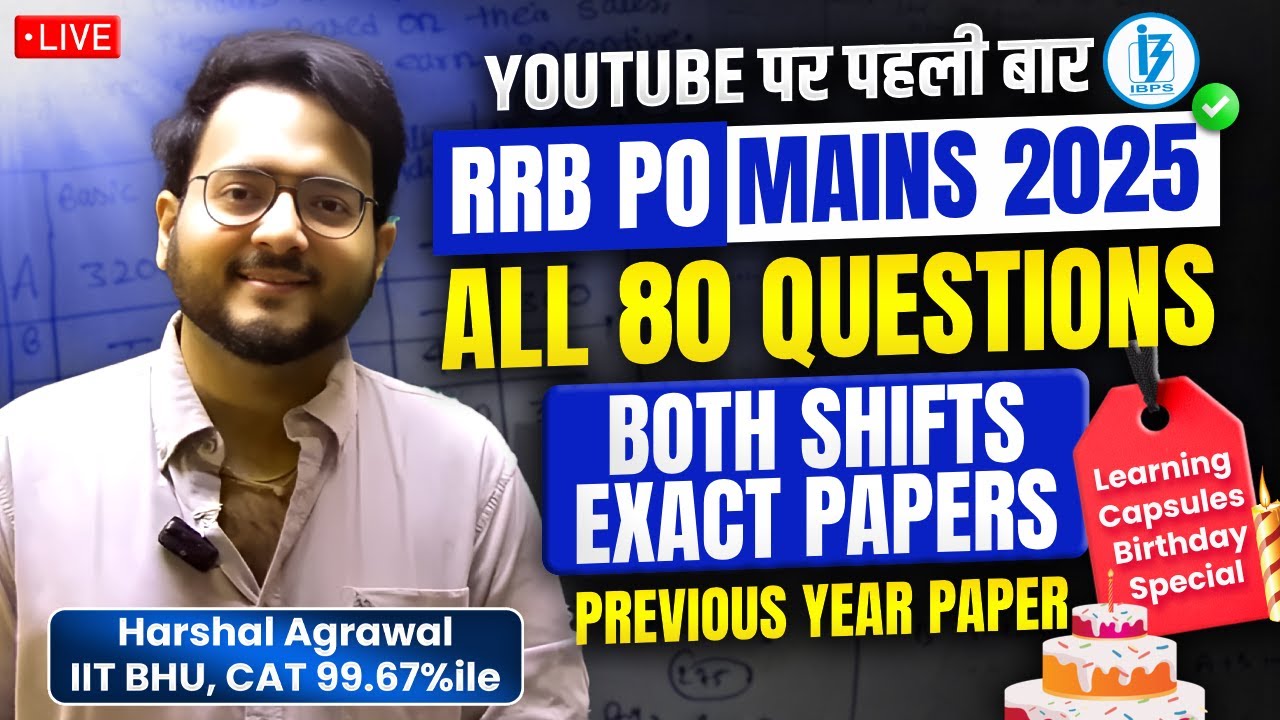 ✅ RRB PO Mains 2025 EXACT Paper Previous Year Quant 🔴 All 80 Questions From Both Shifts SOLVED !