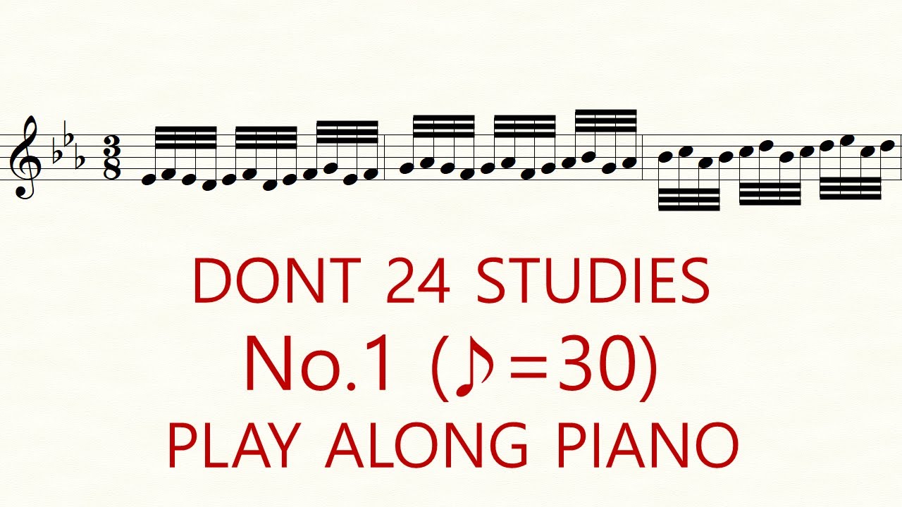 Dont Violin Etudes op.37 No.1 ♪=30 Play Along Piano Slow Practice