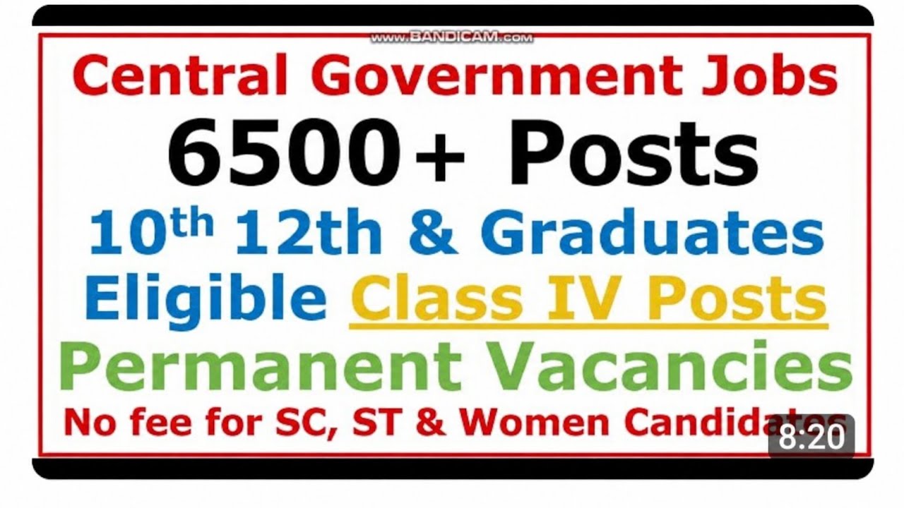 6500+ Permanent Central Govt Jobs 2026 II 10th Pass, ITI Diploma Eligible II Apply from any State