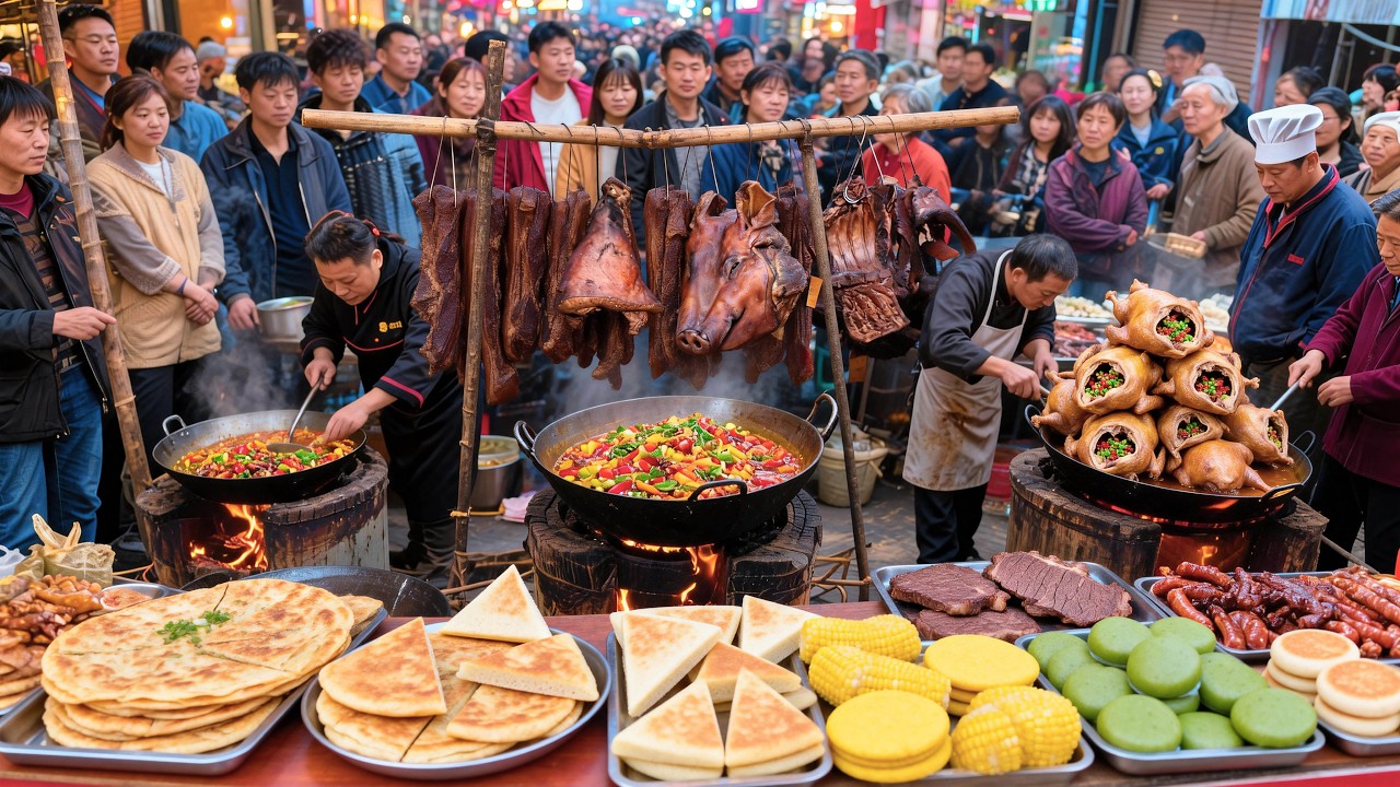 Chinese favorite foods and street snacks. You can find the answers at this Chongqing rural market.