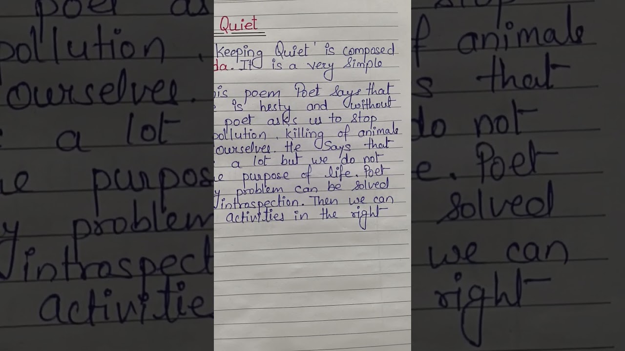 Keeping quiet central idea class 12 #class #shorts