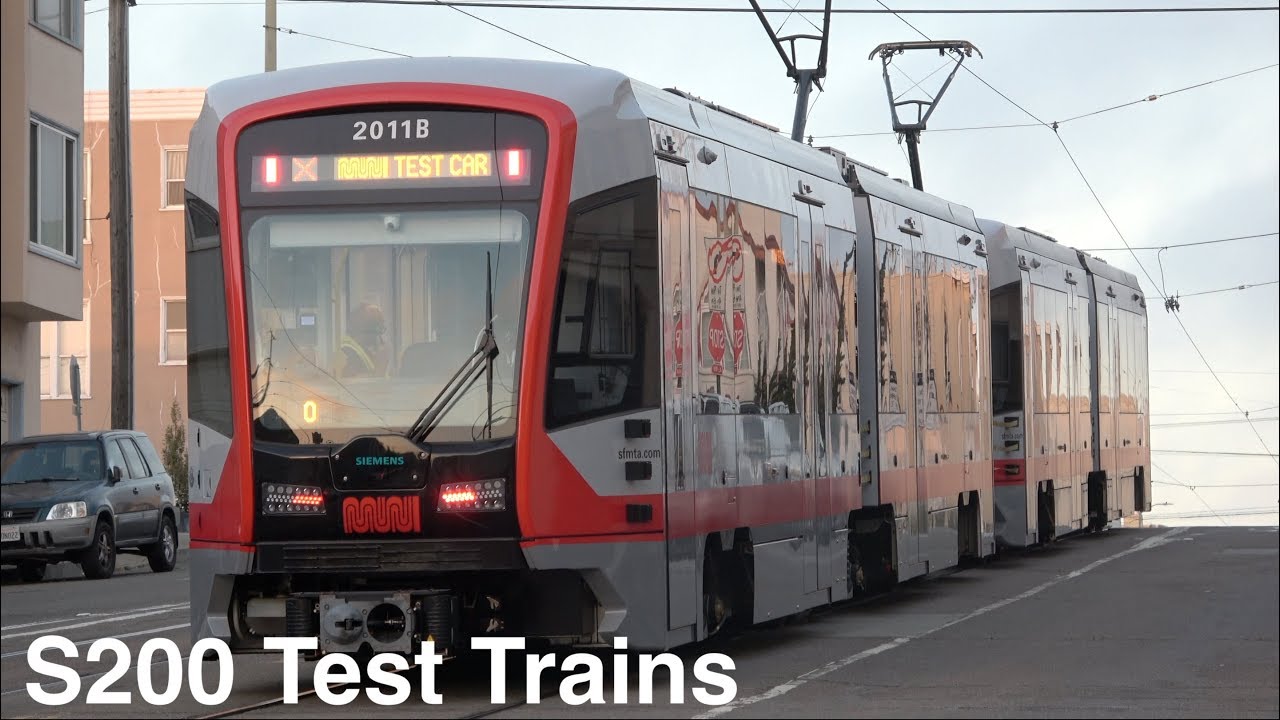 ⁴ᴷ San Francisco Muni Metro: S200 SF LRV 4 Test Train Action