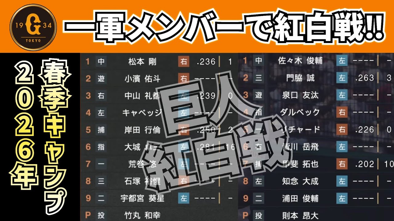 【祝★2026春季キャンプイン】巨人新戦力で紅白戦‼～気になるレギュラー争い～