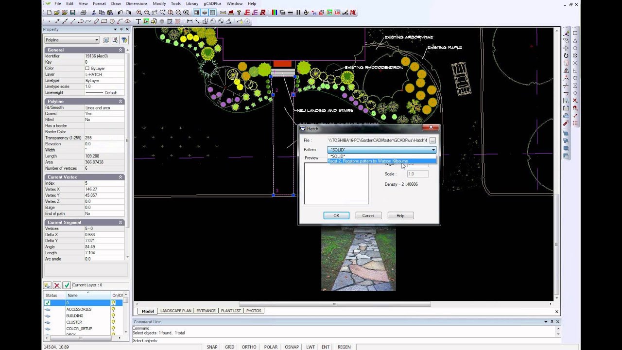 How to apply hatching in a landscape CAD drawing