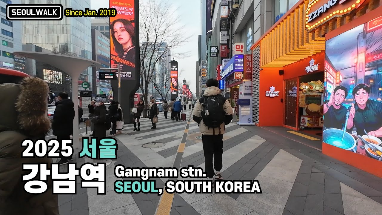 강남역 신논현역 번화가 골목길 겨울 산책 Walk around Gangnam station in 2025 【4K】