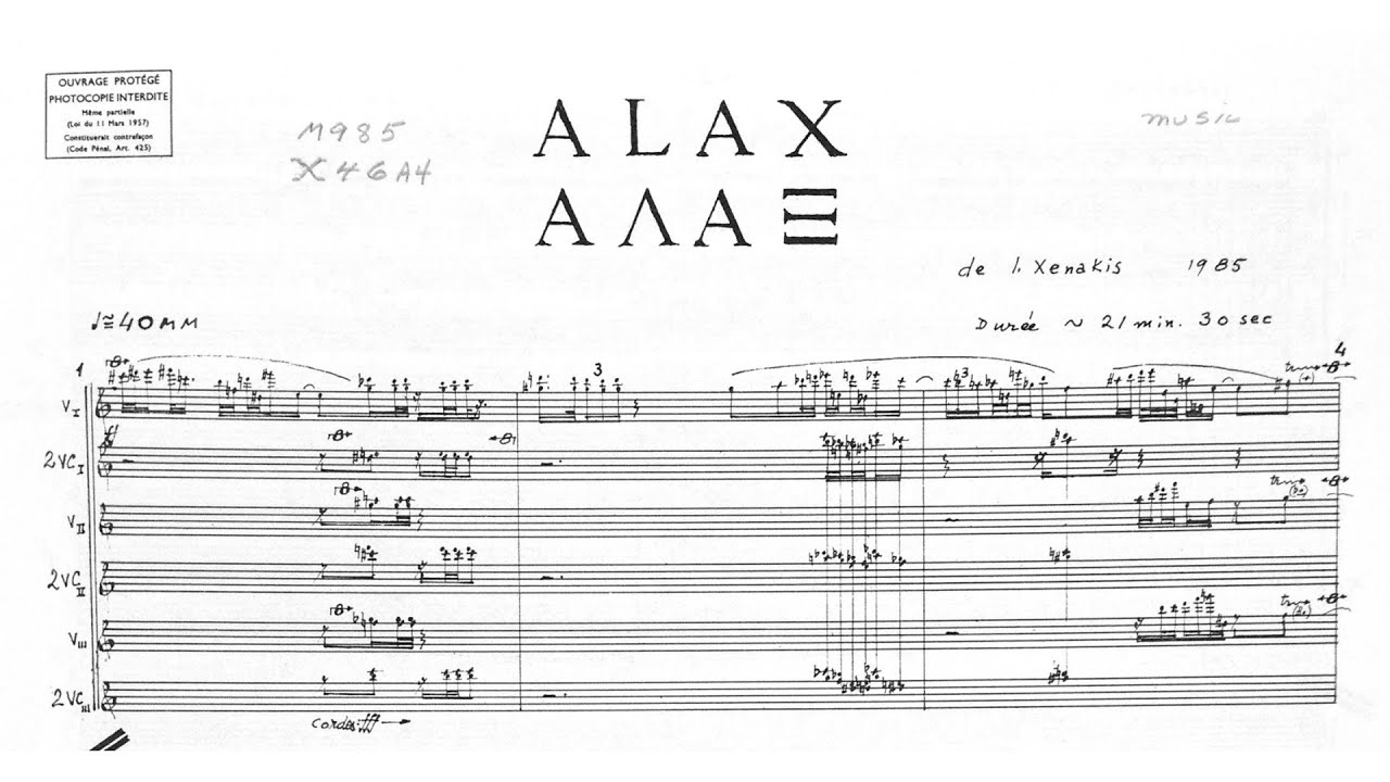 Iannis Xenakis - Alax (Audio + Full Score)