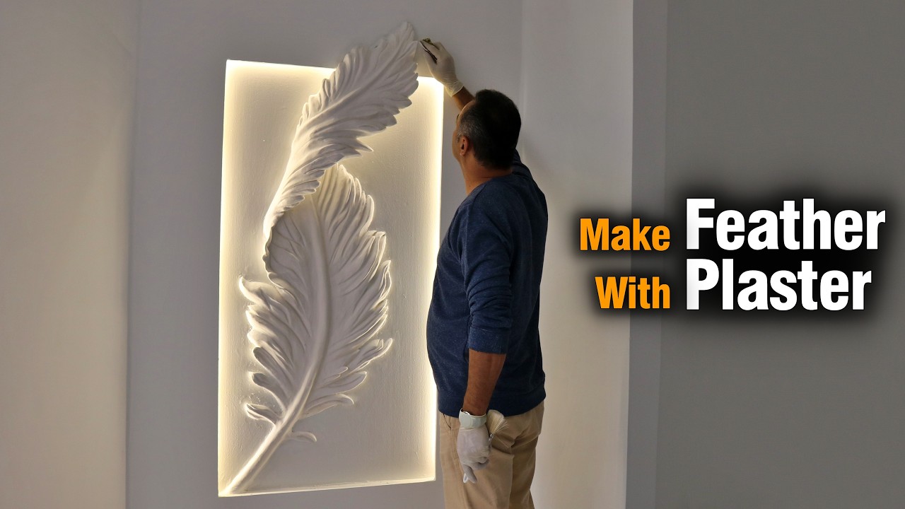 How To Make Very Beautiful Feather With Plaster | Plaster Design