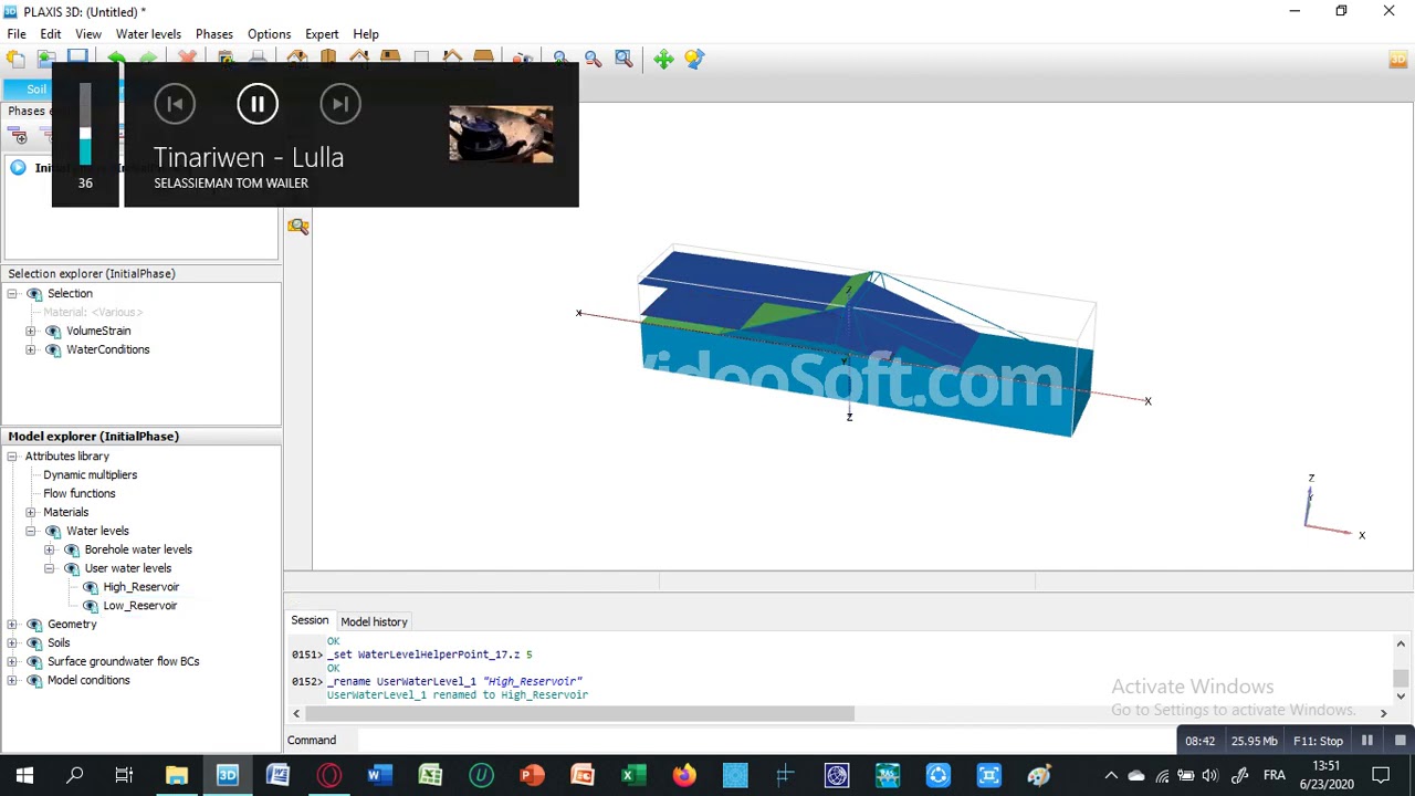 Rapid drawdown analysis - Plaxis 3D