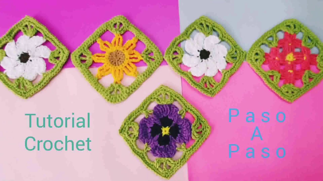 🌸Como hacer Granny Square🌸Flor Pensamiento🌸Nivel Intermedio🌸