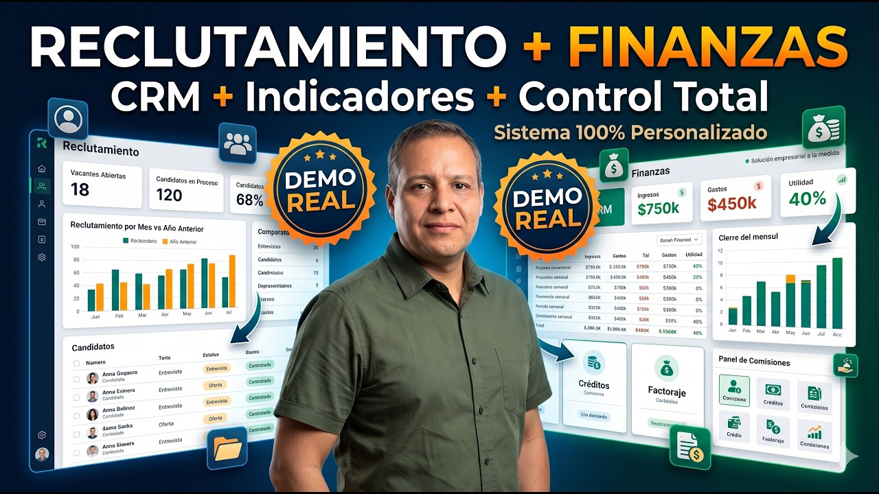DEMO Sistema de Reclutamiento + Finanzas | CRM Web 100% Personalizado