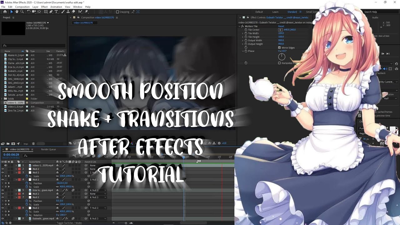 Smooth Position Shake and Transition After Effects Tutorial