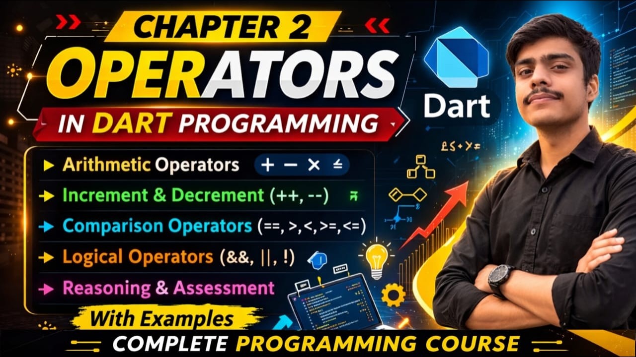 Chapter 2: Operators in Dart 🔥 Complete Explanation with Examples | Dart Full Course