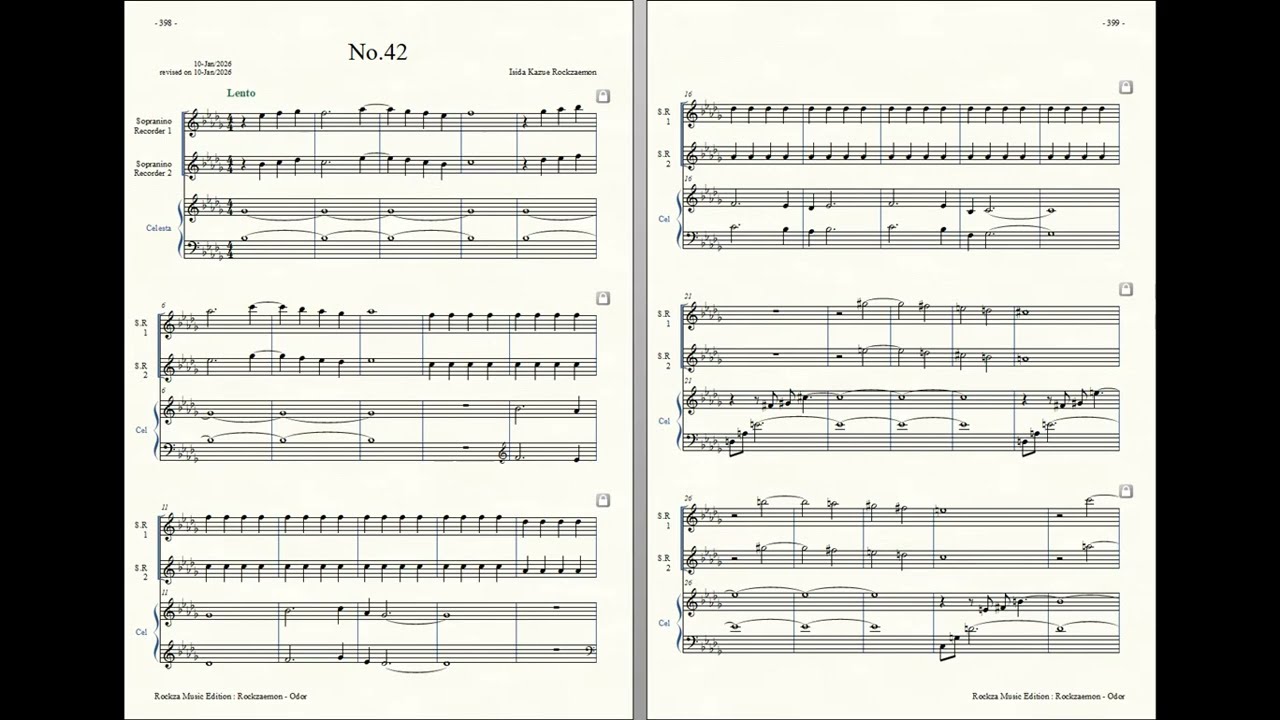 Rockzaemon : Prelude for 2 Sopranino recorders and Celesta, Odor No.42