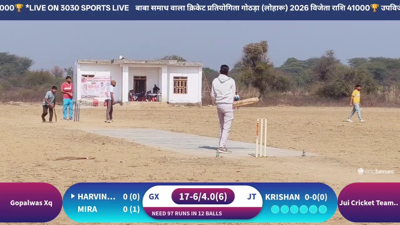 बाबा समाध वाला (10+1)क्रिकेट प्रतियोगिता गोठड़ा (लोहारू)2026#मैच Jui vs Goplwas xq
