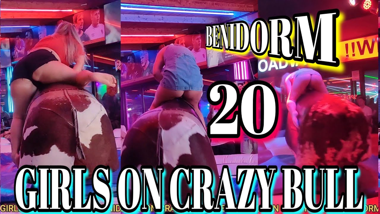 4K GIRLS ON CRAZY BULL 20 #mechanicalbullriding #cowgirl #bullriding #bull #mechanicalbull #benidorm
