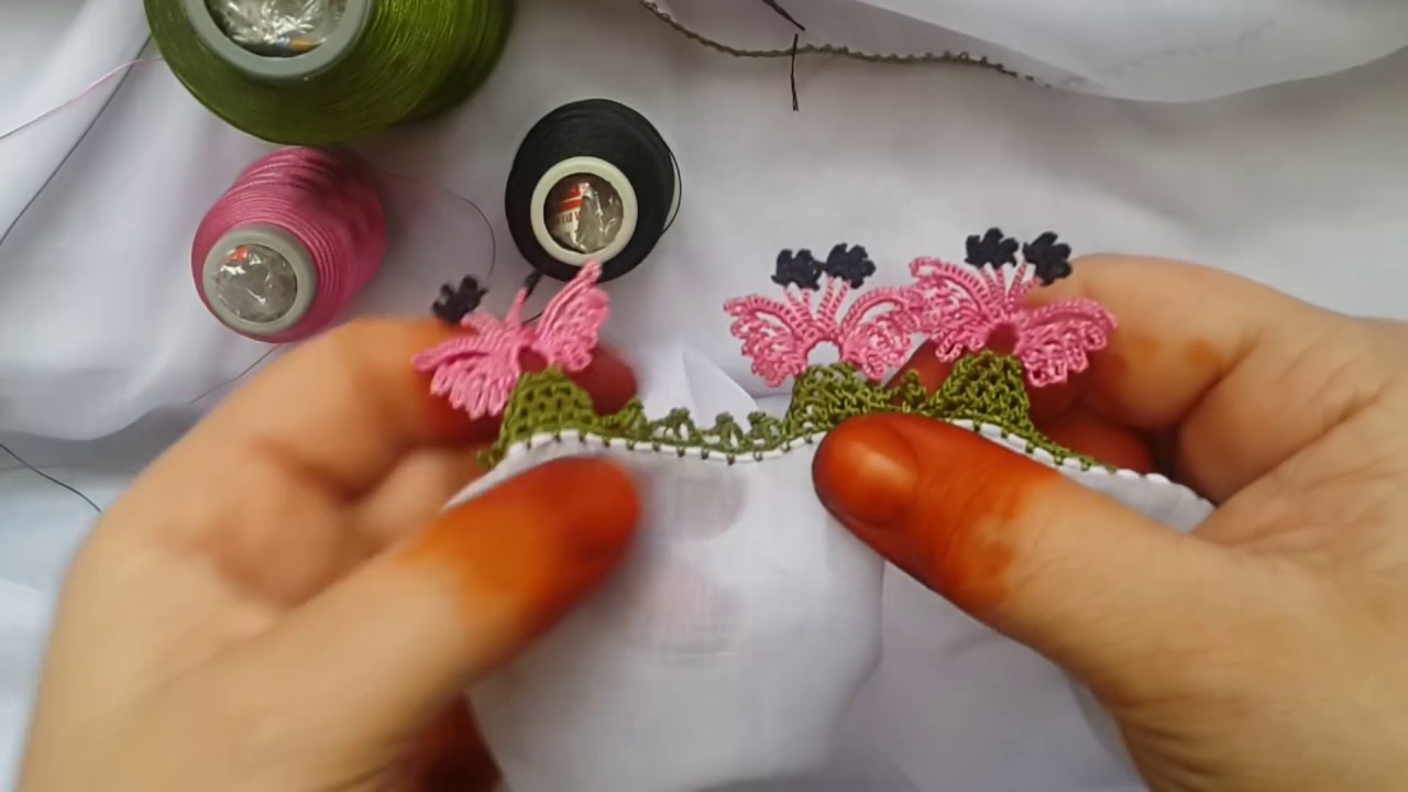 373-💖Yeni iki yapraklı çok kolay ve şık  kelebek tığ oyası model yapımı buyrun birlikte yapalım