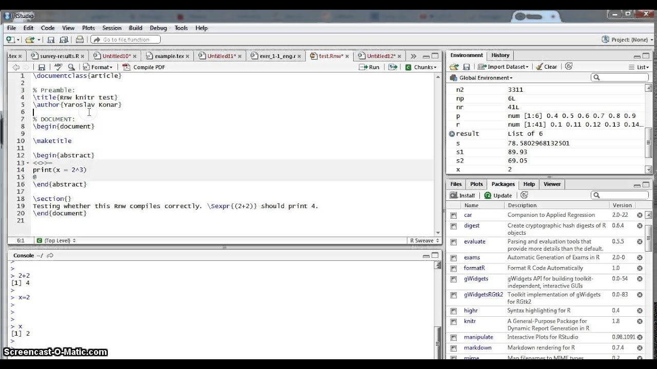 LaTeX Tutorial 10a: LaTeX + R, knitr