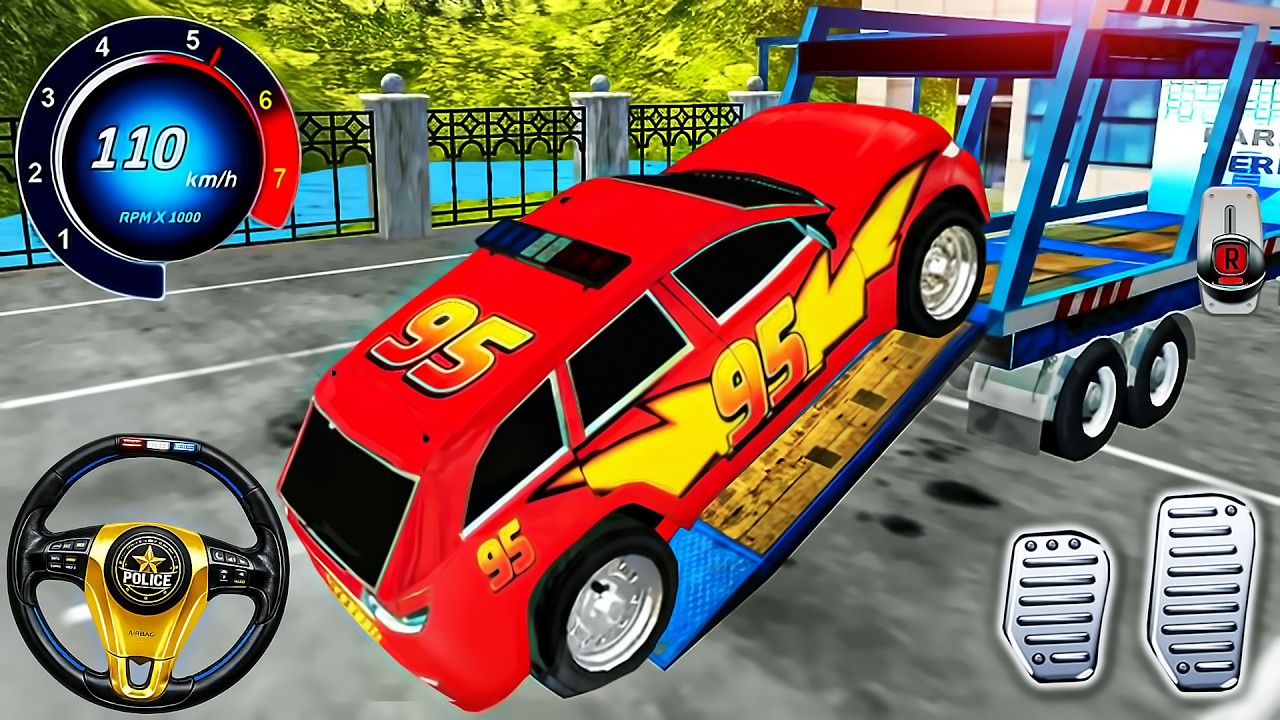 Police Vehicles Lightning McQueen | US Police Car Transporter - Android GamePlay #3
