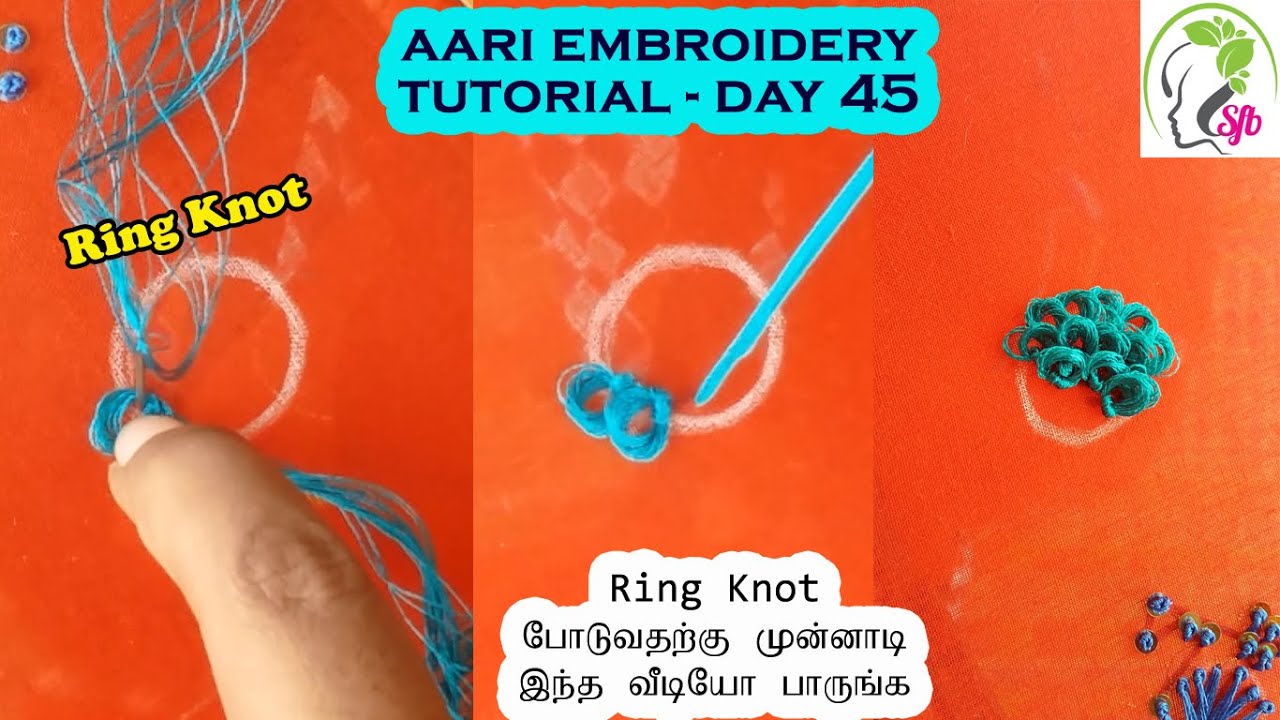 Ring knot / aari work beginners stitch / how to make flower using ring knot / tips & tricks & steps
