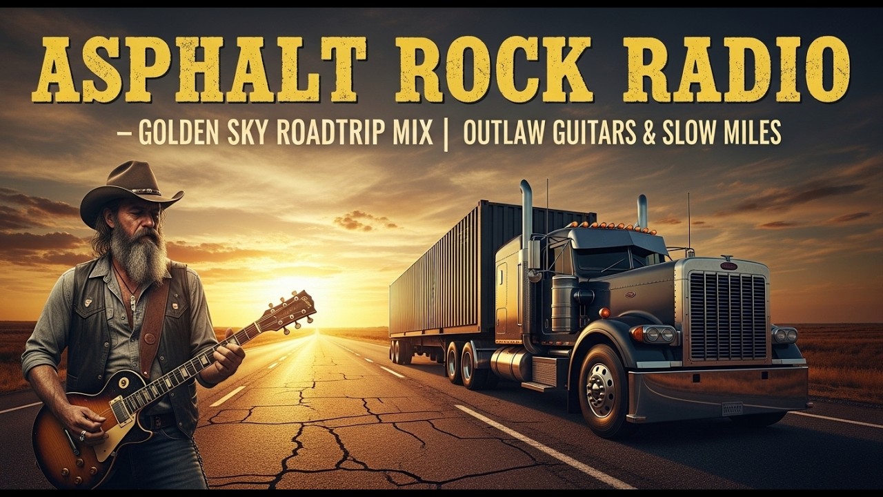 ASPHALT ROCK RADIO – GOLDEN SKY ROADTRIP MIX | OUTLAW GUITARS & SLOW MILES | #GoldenSkyTrip
