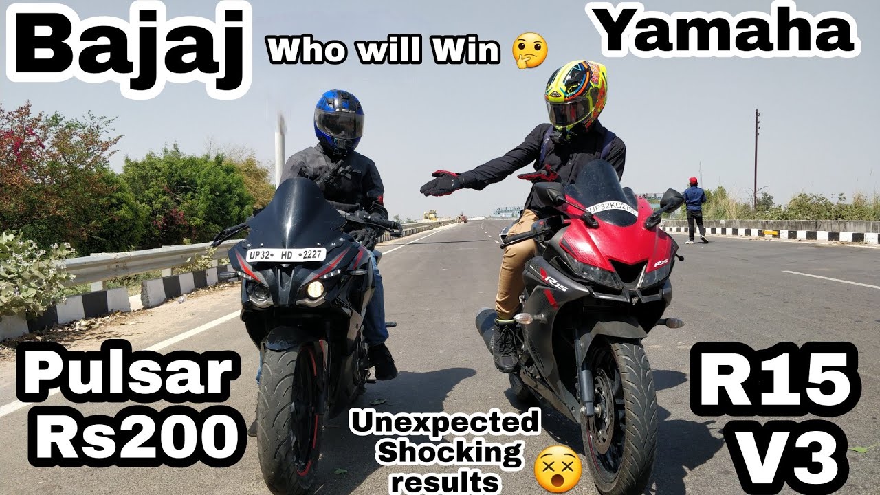 Bajaj Pulsar Rs200 Bs3 VS Yamaha R15 V3 Bs4 | Unexpected/Shocking Results 😵 | STM MOTOVLOGS