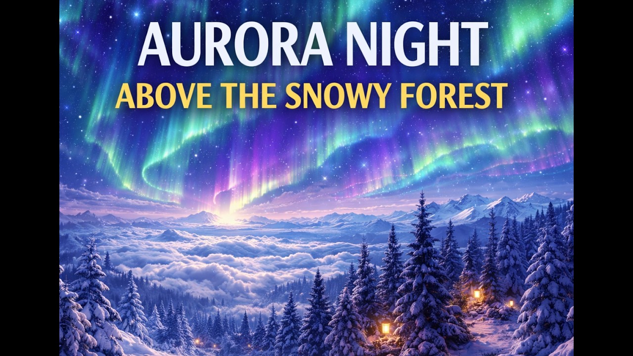 1 Hour Aurora Borealis Over Snowy Forest ❄️ | Cinematic Ambient for Deep Sleep & Relaxation