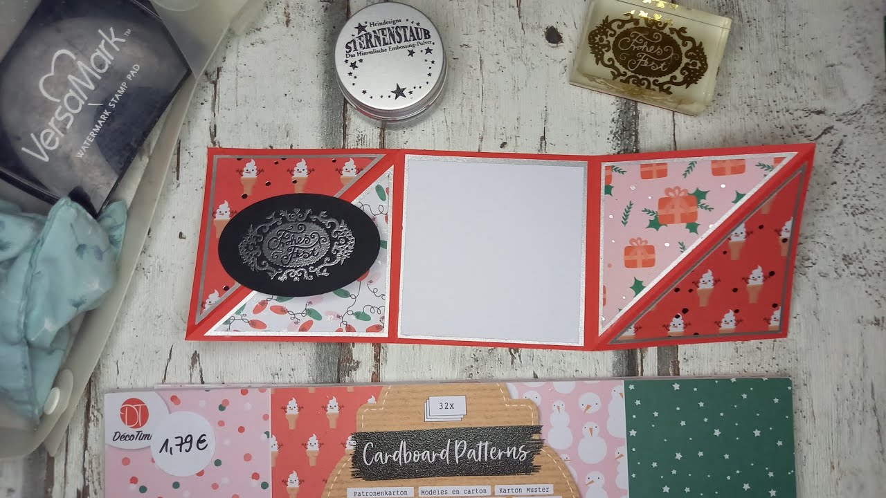 besondere Karte mit Wendemechanismus - einfach und mit Designpapier vom Action :O) - Weihnachtskarte