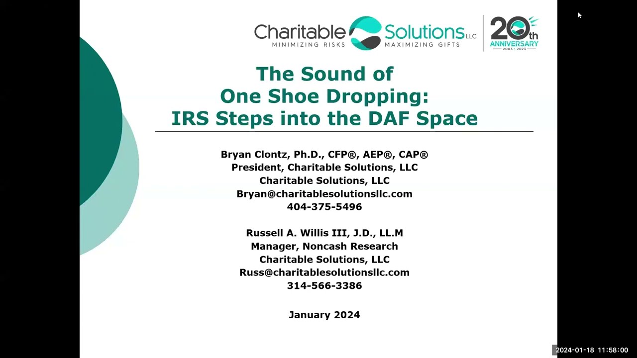 IRS is Finally Stepping into the Donor Advised Fund Space