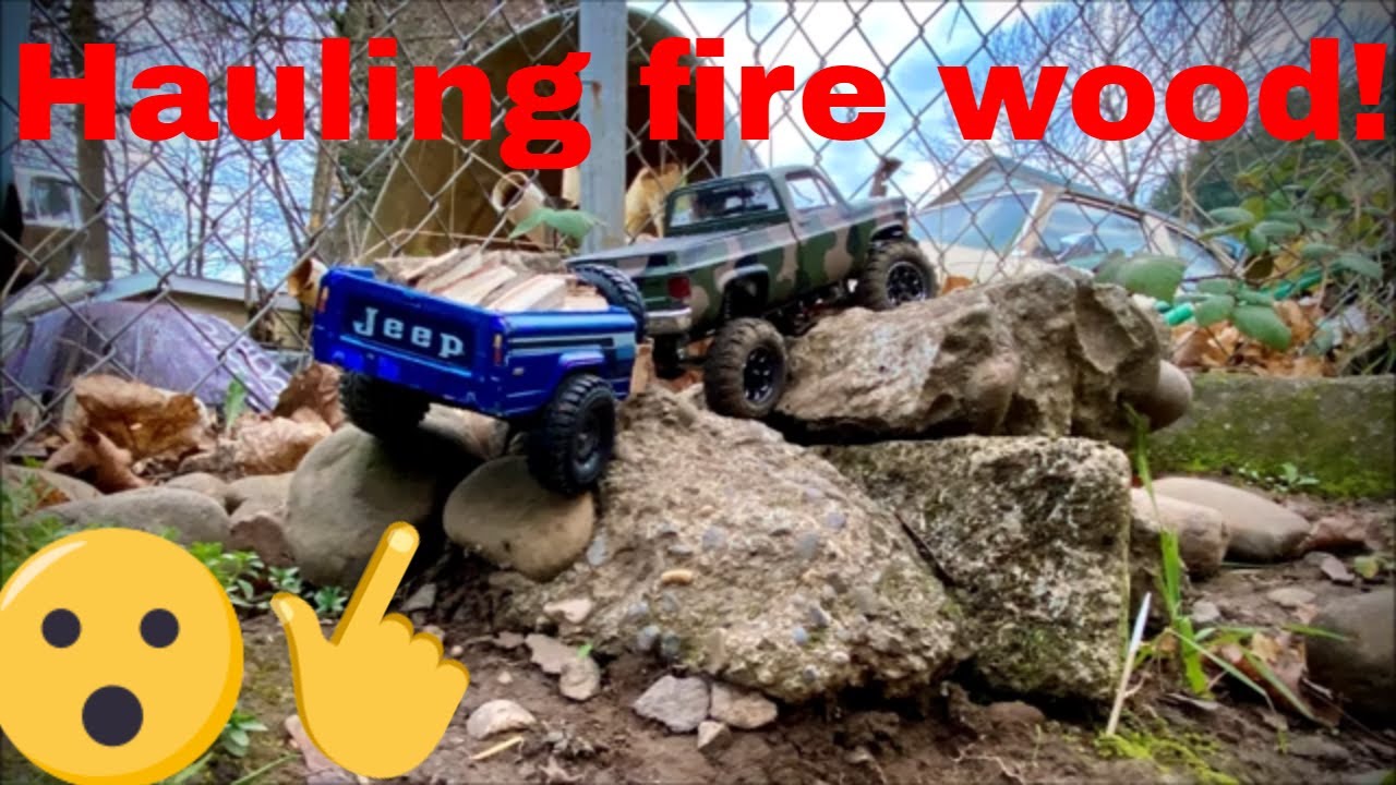 Scx24 Scaler hauling a trailer full of fire wood!