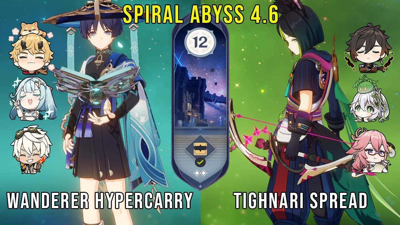 C1 Wanderer Hypercarry and C1 Tighnari Spread | Genshin Impact Abyss 4.6 Floor 12 9 Stars